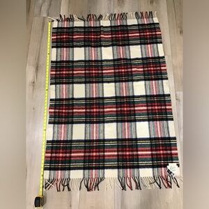 Vintage KAYSO Double Sided Wool Blanket Fringe Tartan Plaid Thick